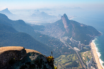 The view from Pedra da Gavea including Christ the Redeemer, May, Rio de Janeiro, Brazil