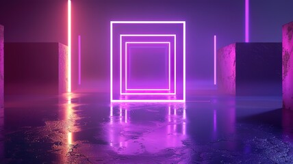 Abstract 3d square shape futuristic object over purple background