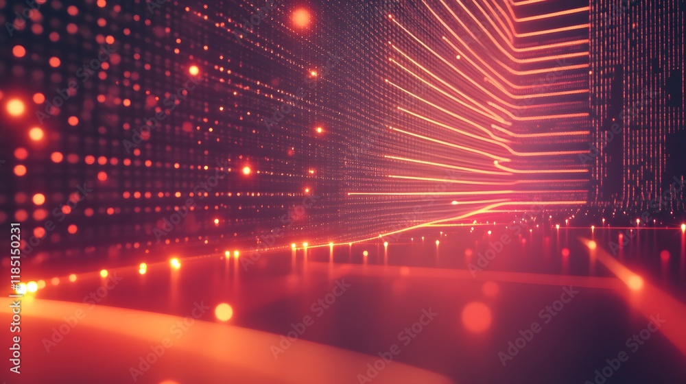 Poster abstract red light trails data stream visualization