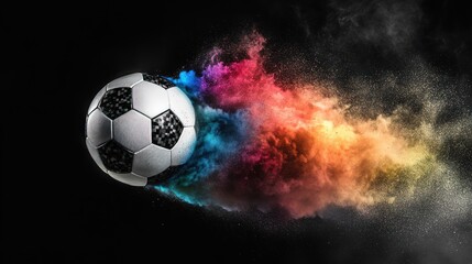 Fototapeta premium Soccer Ball Exploding in a Rainbow of Colors