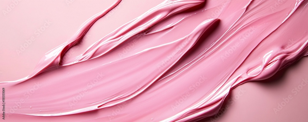 Poster pink creamy texture swirling on pastel background, creating abstract design