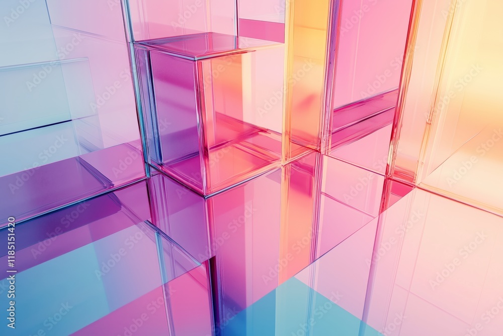 Poster 3d rendering gradient multilayer glass background