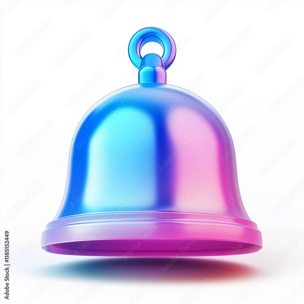 Poster blue notification bell icon with colorful gradient. isolated on white background. 3d rendering