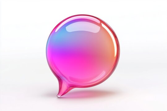 chat message icon with colorful gradient on speech glass morphism bubble realistic symbol on white background 3d render