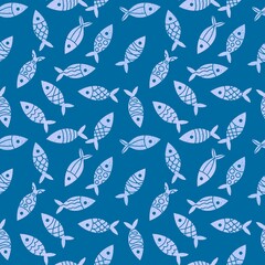 Ocean seamless fish pattern for wrapping paper and fabrics and linens