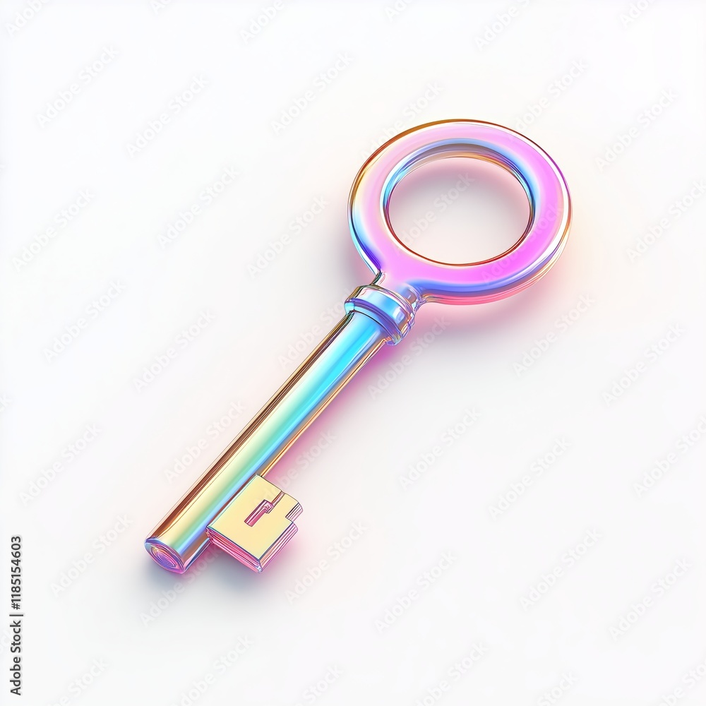 Poster key icon with colorful gradient. 3d rendering illustration for graphic design, ui ux design, present