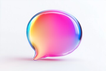 message bubble icon with colorful gradient. 3d rendering illustration for graphic design, ui ux design, presentation or background . shape with glass effect on white