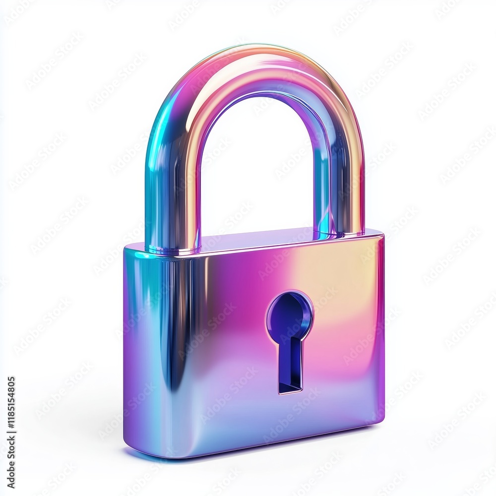 Aufkleber padlock icon with colorful gradient. privacy symbol, security lock - 3d rendering in white