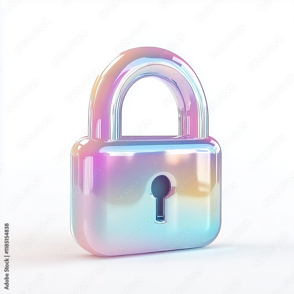 Poster padlock icon with colorful gradient. privacy symbol, security lock - 3d rendering in white