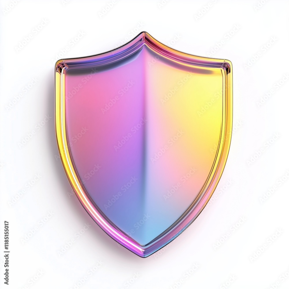 Poster shield icon with colorful gradient. 3d rendering illustration for graphic design, ui ux design, pres