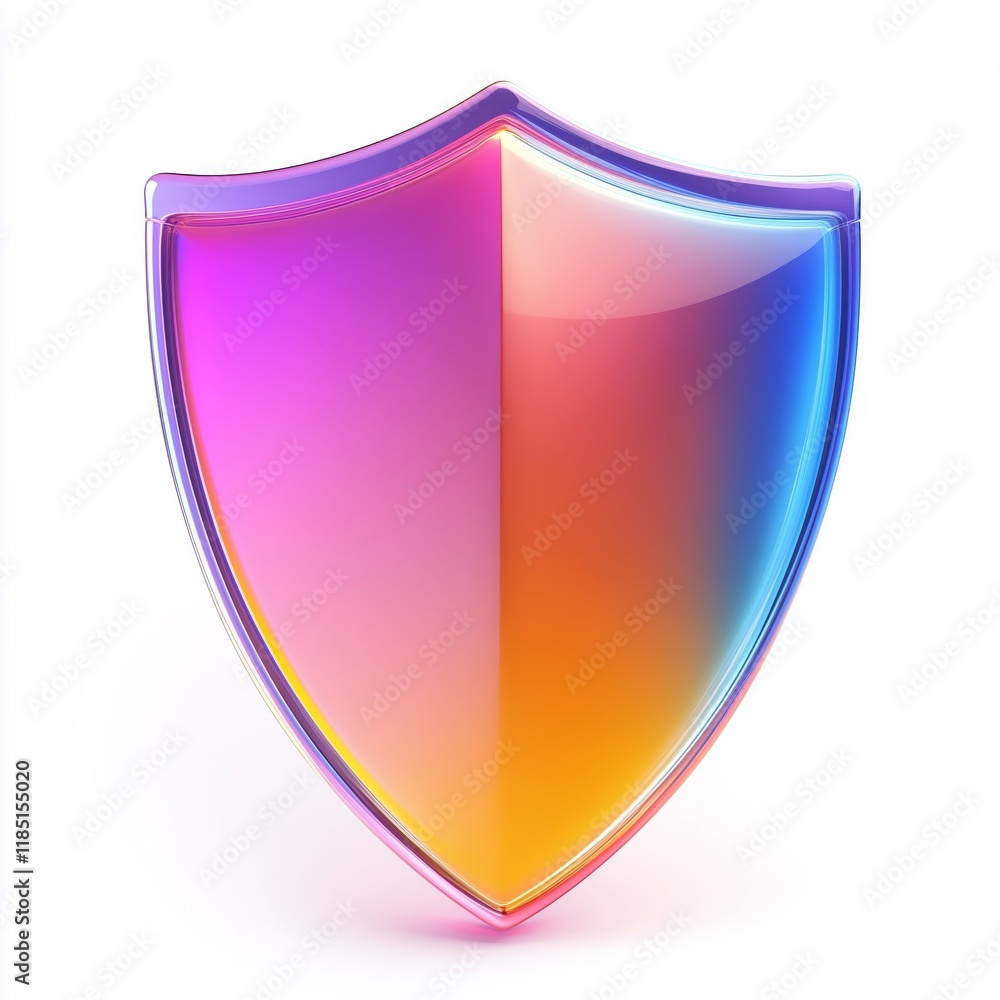 Aufkleber shield icon with colorful gradient. 3d rendering illustration for graphic design, ui ux design, pres