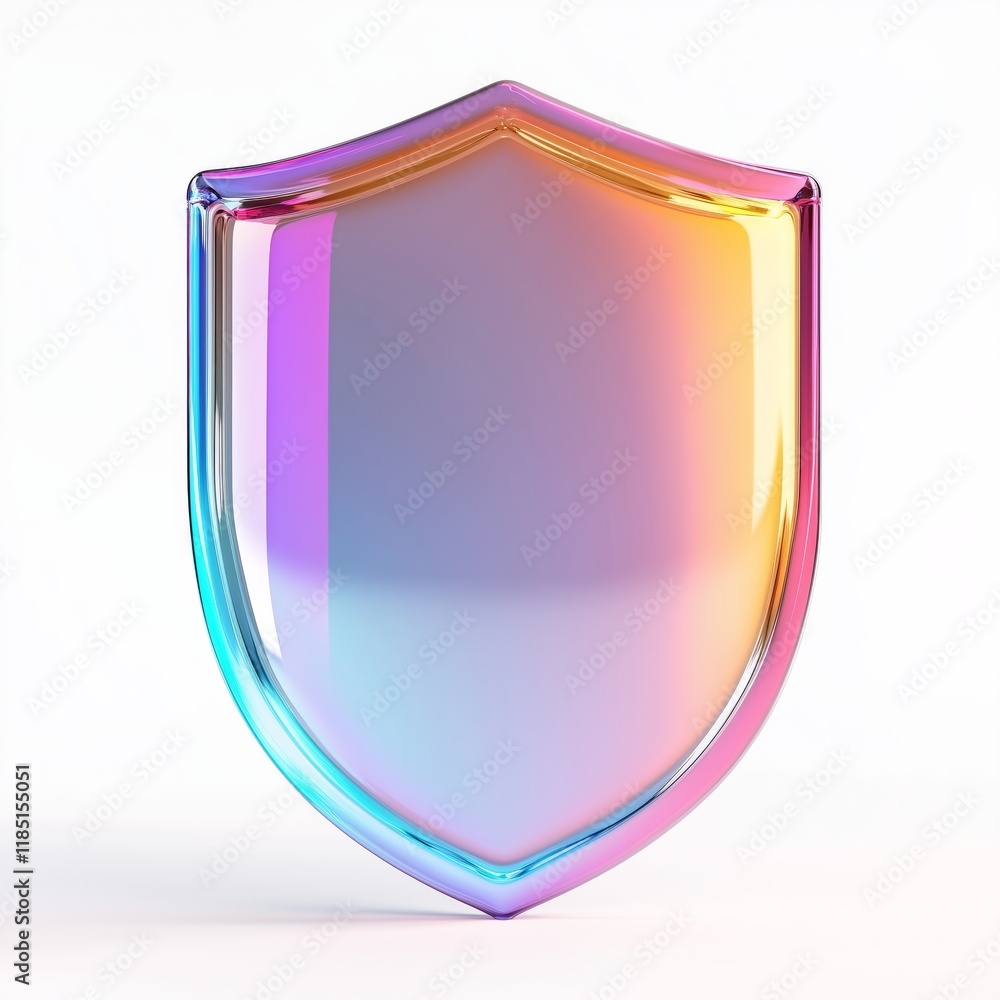 Poster shield icon with colorful gradient. 3d rendering illustration for graphic design, ui ux design, pres