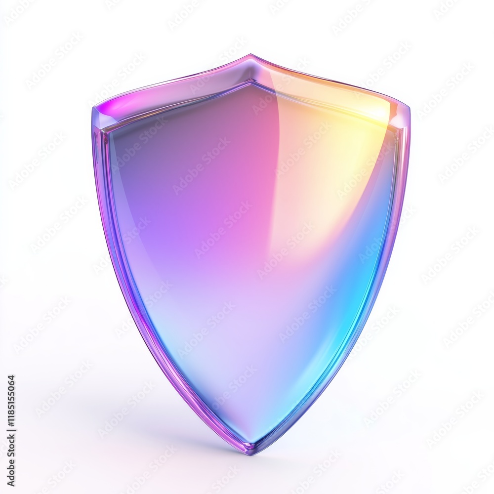 Poster shield icon with colorful gradient. 3d rendering illustration for graphic design, ui ux design, pres