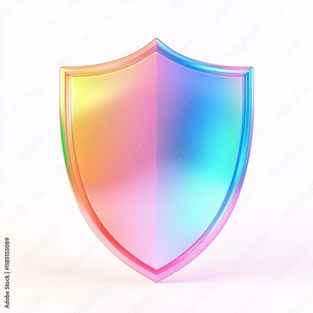 Fototapete shield icon with colorful gradient. 3d rendering illustration for graphic design, ui ux design, pres