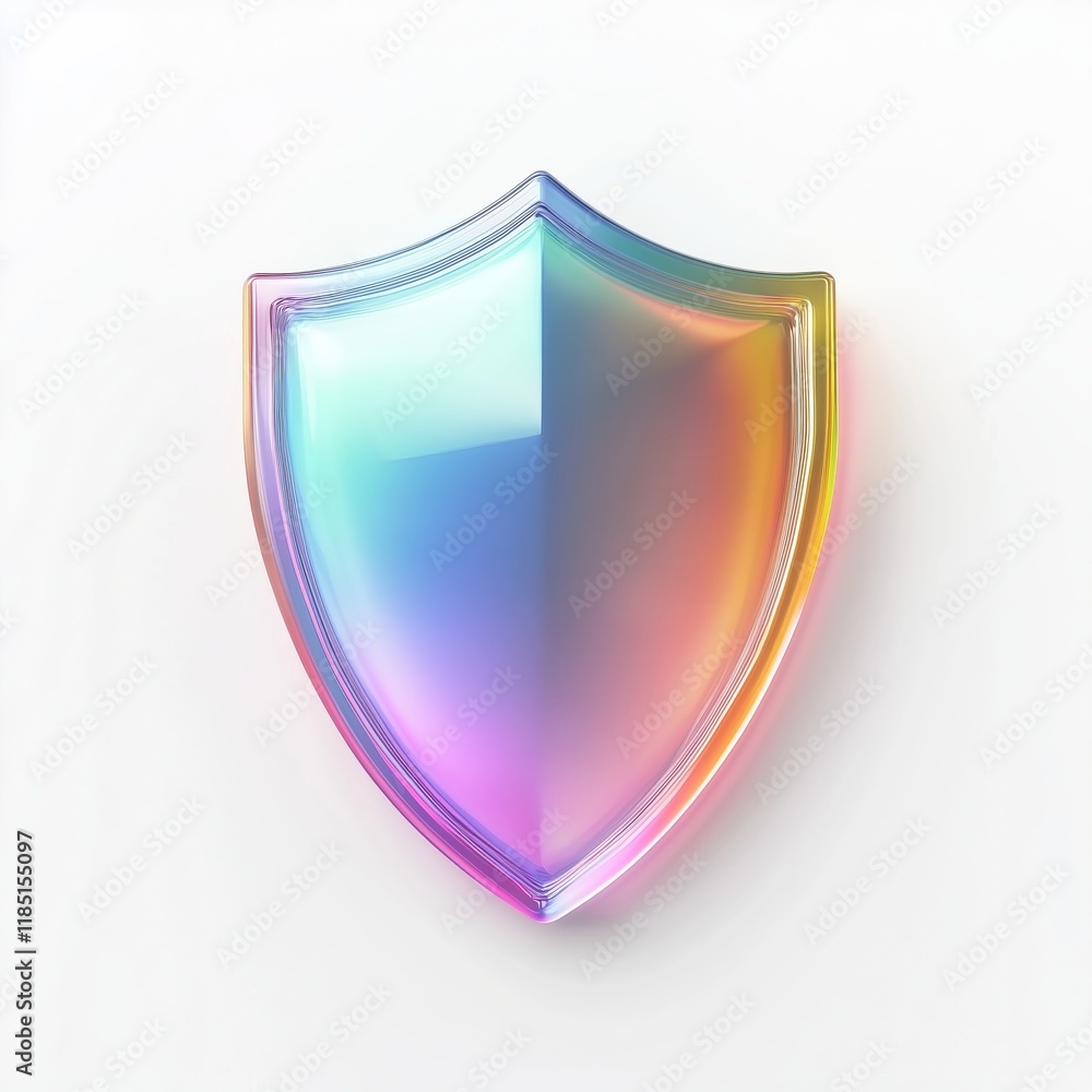 Poster shield icon with colorful gradient. 3d rendering illustration for graphic design, ui ux design, pres