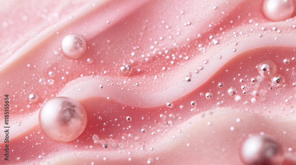 Poster pink cream with glitter and pearls creating a luxurious texture