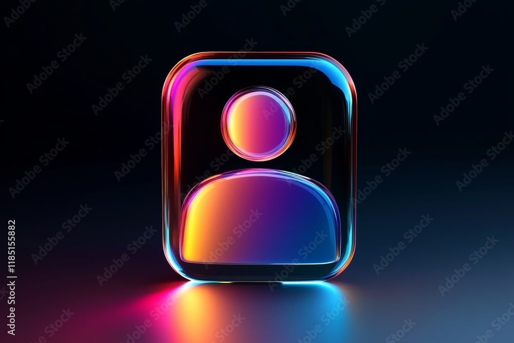 Poster user icon with colorful gradient. 3d rendering illustration for graphic design, ui ux design, presen