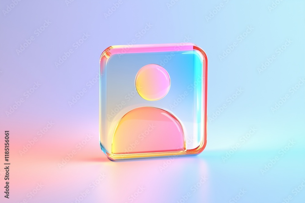 Poster user icon with colorful gradient. 3d rendering illustration for graphic design, ui ux design, presen