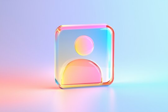 user icon with colorful gradient. 3d rendering illustration for graphic design, ui ux design, presentation or background . shape with glass effect