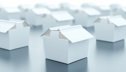 Obraz premium White Cardboard House Models, Miniature Homes, Abstract Background