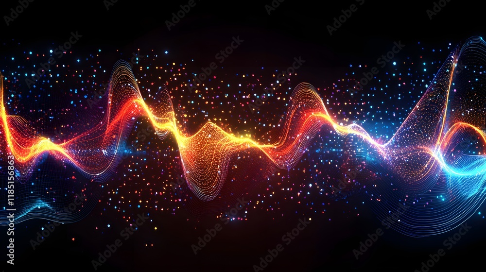 Poster abstract colorful waves flowing through space