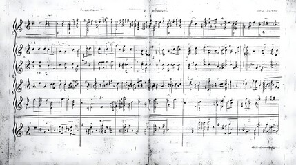 Naklejka premium Handwritten Musical Score Sheet Classical Composition