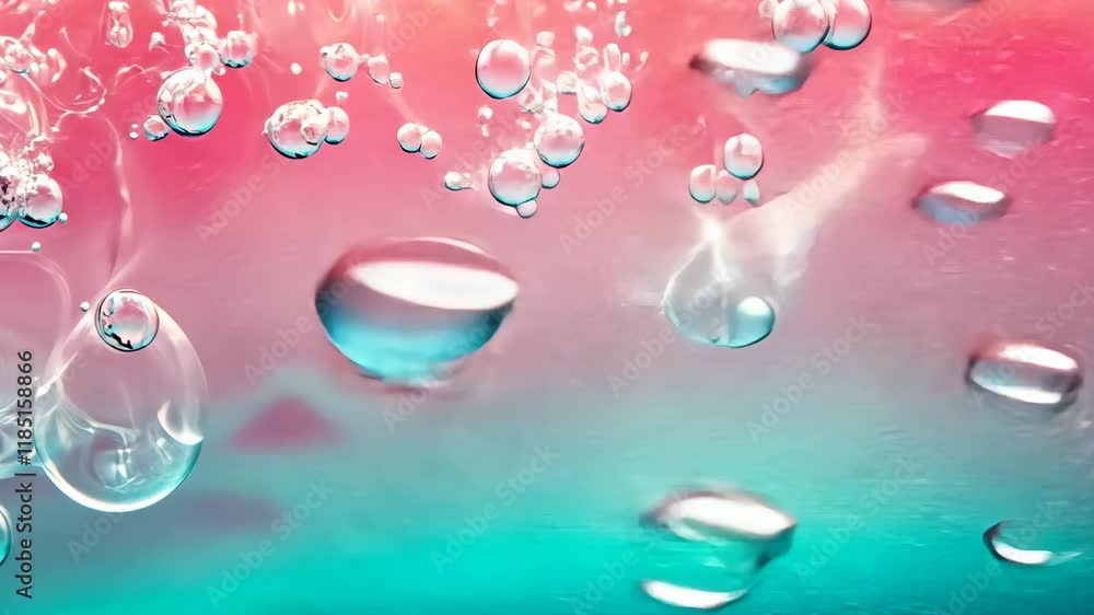 Poster bubbles float in vibrant water providing a colorful and mesmerizing underwater view
