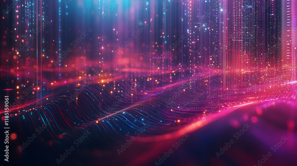 Aufkleber abstract digital waveform of light and data streams