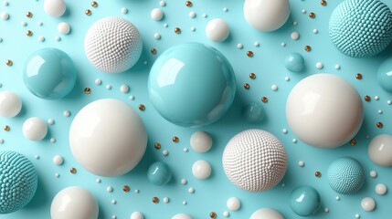 Fototapeta premium Abstract background with pastel blue and white spheres.