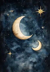 Fototapeta premium Celestial Moon Journal Papers Dreaming Junk Journal Pages Shabby Chic Paper Craft