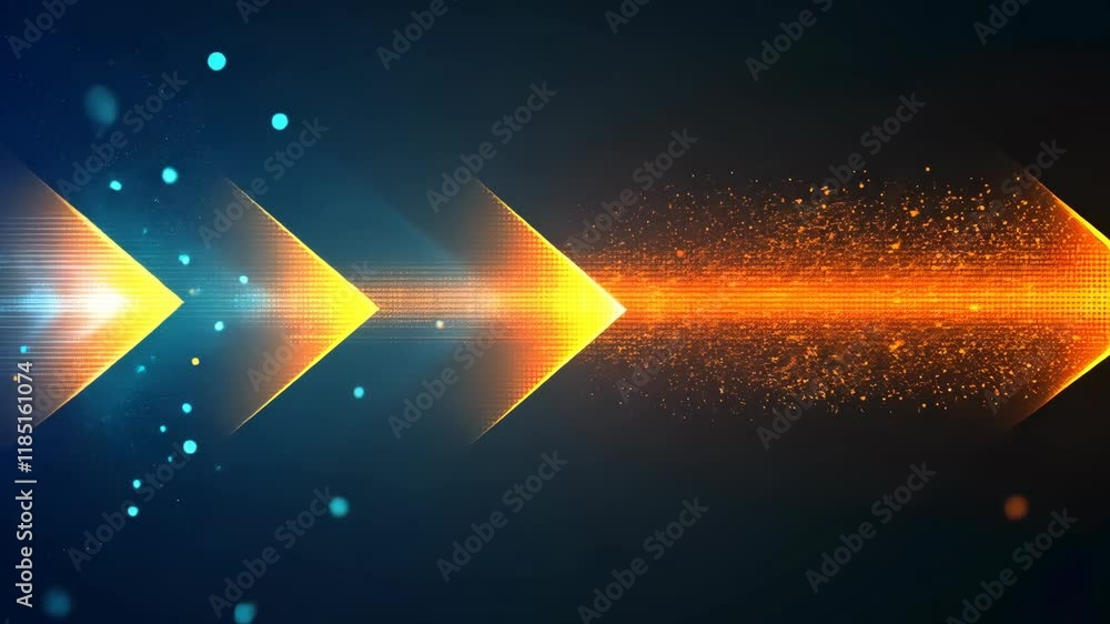 Poster dynamic orange and blue light arrows creating a futuristic visual effect in abstract digital art dis