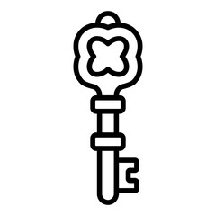 skeleton key with floral head outline icon for security secure