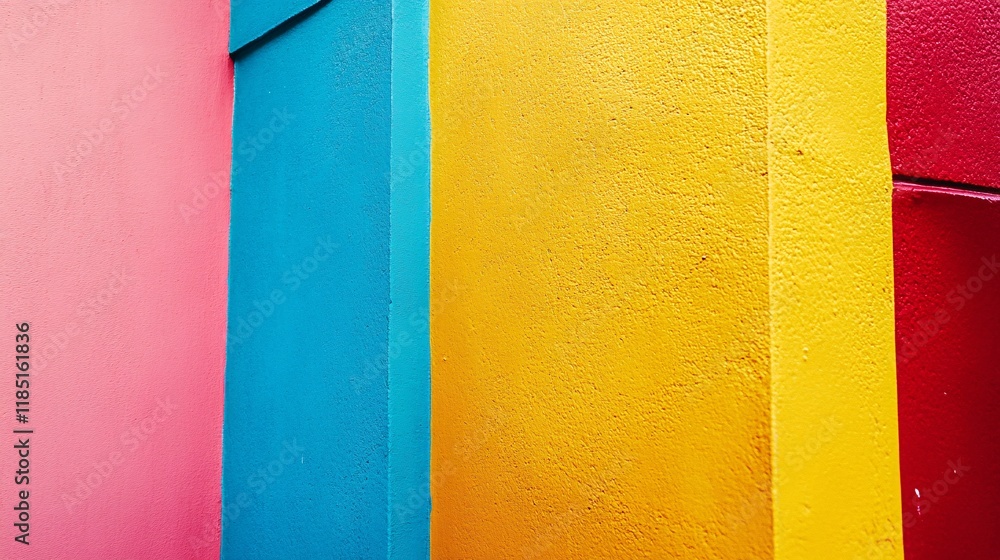 Poster Colorful walls creating geometric shapes with vivid colors