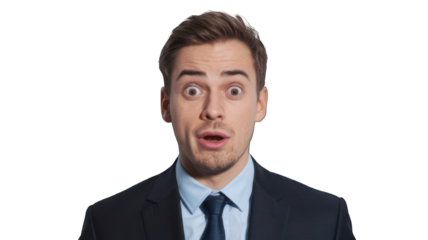 Man in a Black Suit looking Surprised PNG