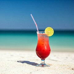 glass of cocktail on the beach