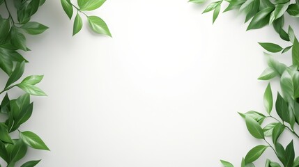 Lush Green Leaves on a Fresh White Background Ideal for Nature Inspired Designs, Organic Themes, and Eco-Friendly Projects Featuring Natural Beauty