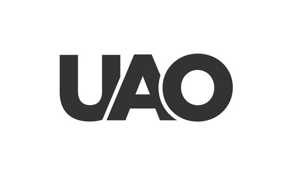 UAO logo design template with strong and modern bold text. Initial based vector logotype featuring simple and minimal typography. Trendy company identity.