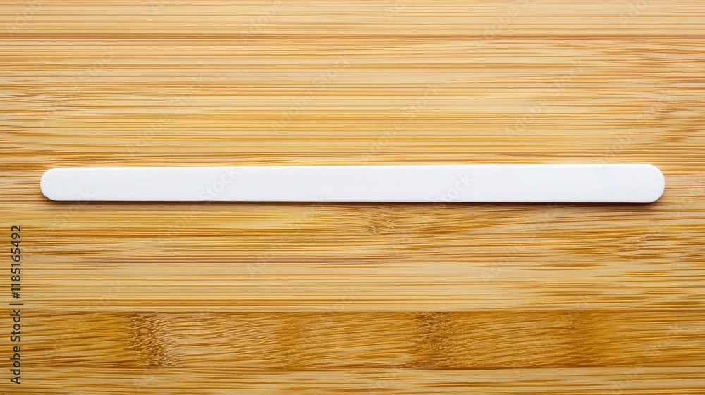 Poster white rectangular object on bamboo surface
