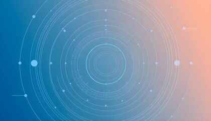 Blue digital background, concentric circles, glowing lines, futuristic interface, technological design, grid pattern, abstract geometric shapes