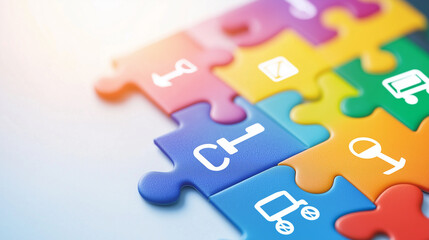Obraz premium Colorful Puzzle Pieces Representing Diversity and Inclusion