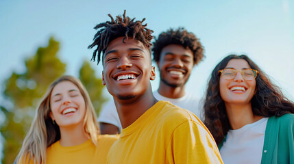 Diverse Friends Gathered Outdoors Celebrating Unity and Joy
