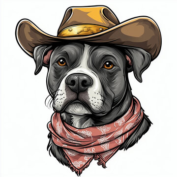 dog wearing cowboy hat and bandana clip art preview