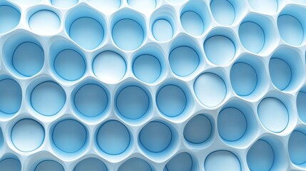 Abstract light blue 3D cellular structure background.