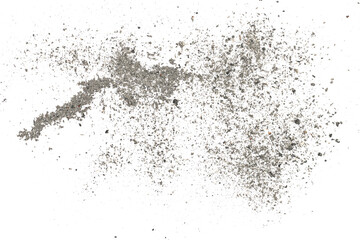 Cigarette ash flying, isolated on white background and texture, clipping path

