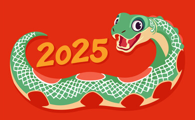 Lunar New Year of Snake. 2025. Bright vector illustration. Happy Chinese New Year