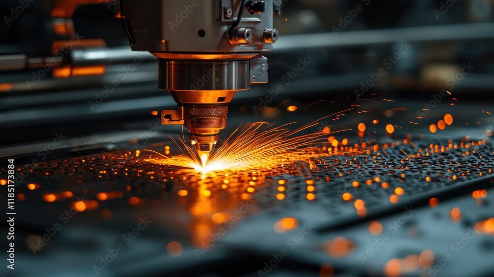 Aufkleber precision industrial robot assembling complex components with laser accuracy on production line