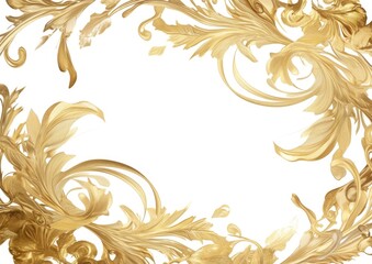Abstract gold wavy hairline frame background