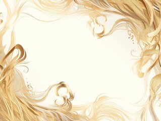 Abstract gold wavy hairline frame background
