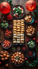 top view of Chinese festive table