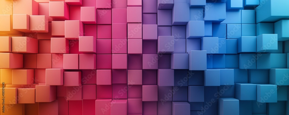Aufkleber Colorful cubes creating abstract modern background with gradient colors